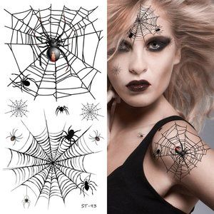Supperb® Temporary Tattoos - Horror Cobweb Spider Web II Halloween Tattoos